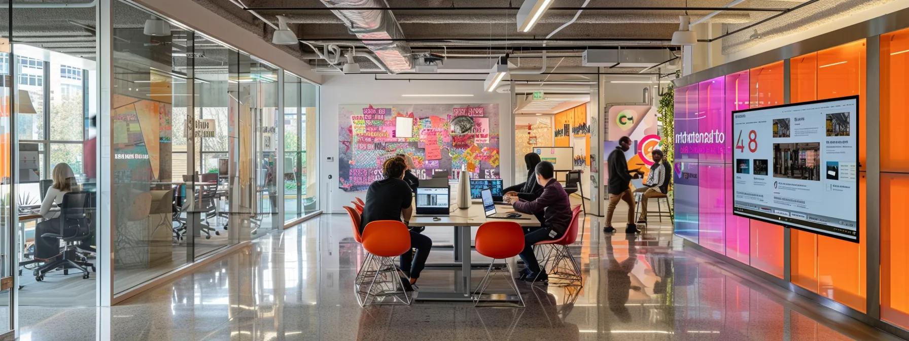 Creative team meeting in a bright modern agency office