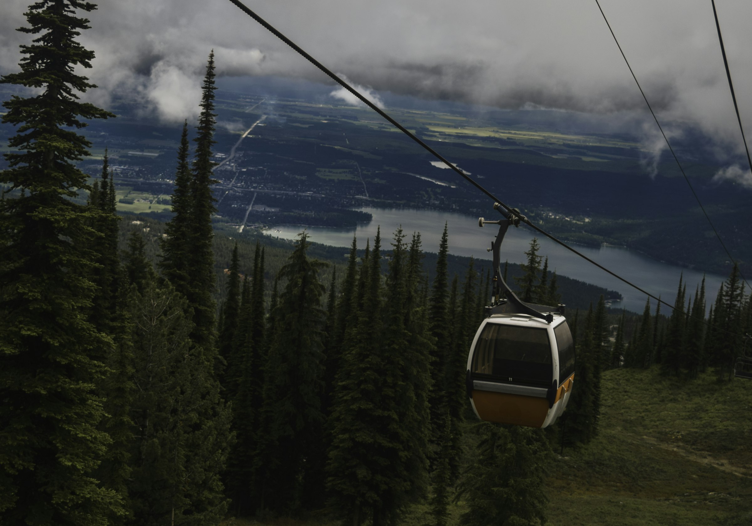 Gondola above Whitefish Lake in Whitefish, Montana