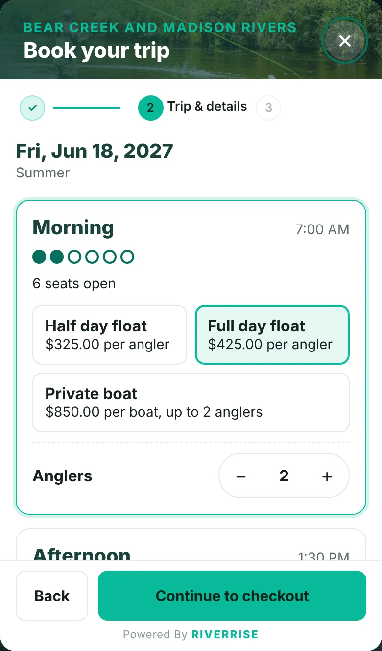Choose a trip and group size