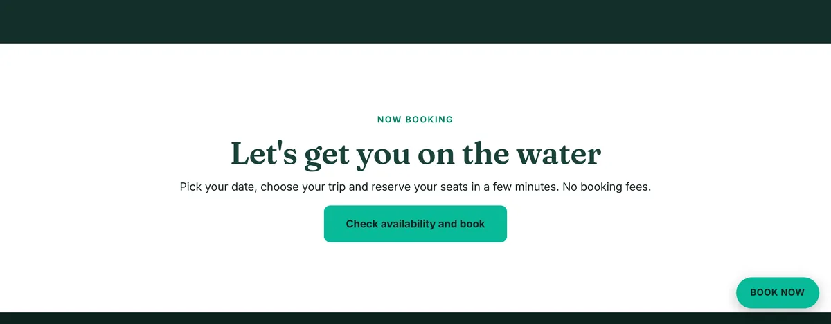 A Let's get you on the water booking section with a Check availability and book button